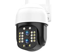 DMETE 8MP 4K Dual-Lens Camera 4MP HD 10x Zoom PTZ Telecamera IP Speed Dome for esterni Audio Security Videosorveglianza Cam IPC360 Home Installazione semplice(4MP Add 128G)