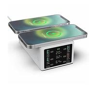 DMETE Caricatore Wireless Multi USB da 150 W Stazione di Ricarica a 4 Porte Organizer QC 3.0 Dock Rapida for Cellulare, Tablet e Altro Caricabatterie Sicuro(White)