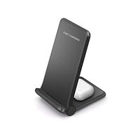 DMETE Dock di Ricarica Wireless 2 in 1 Qi da 30 W, Doppio Supporto for Rapida for Telefono, Organizer for Stazione Caricabatterie Sicuro(25W 2 in 1 Black)