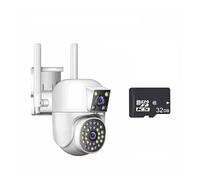 DMETE IP 360 Home App 8MP 4K Security Camera 4 Lens 10X Zoom 3 Screens PTZ Two Way Audio Auto Tracking Color Night Vision Installazione semplice(2 Lens add 32G Card)