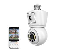 DMETE MP E27 Lampadina a doppia lente APP 1080P Visione notturna Telecamera PTZ Tracciamento umano CCTV Monitor di sicurezza Conversazione bidirezionale Installazione semplice(8MP ADD 64G)