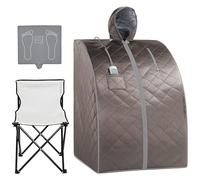 DMETE Sauna A Infrarossi Personale for La Casa, Tenda Spa for Sauna Portatile con Cuscino for Sedia Riscaldante Aggiornato for Il Rilassamento Detox Home Spa per Il Relax(Dark Gray)