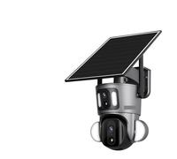 DMETE Telecamera di collegamento sicurezza solare a doppio schermo 4G esterna 2K HD PTZ Rilevazione PIR doppia CCTV con tracciamento automatico umano Installazione semplice(4MP 4G No Card)
