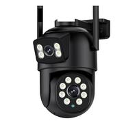 DMETE Telecamera IP PTZ a doppio obiettivo da 8 MP 4K con schermo 4 HD 4X Zoom digitale tracciamento automatico di sorveglianza esterna wireless Installazione semplice(8MP Add 32G Card)