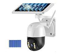 DMETE Telecamera IP solare 3MP 4G Videosorveglianza Batteria esterna di sicurezza CCTV Audio bidirezionale Vista a 360° 2K Impermeabile Installazione semplice(3MP 4G Camera 128G)