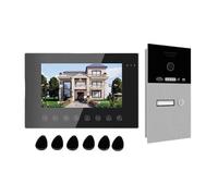 DMETE Videocitofono Tuya Smart da 7 pollici, app 1080P, Wi-Fi wireless, campanello con scheda RFIC, citofono for villa, portiere, 1-4 famiglie Notifiche in tempo reale(P253C-1M714B1-86G1)