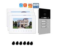 DMETE Videocitofono Tuya Smart da 7 pollici, app 1080P, Wi-Fi wireless, campanello con scheda RFIC, citofono for villa, portiere, 1-4 famiglie Notifiche in tempo reale(P253C-3M714W3-86G3)