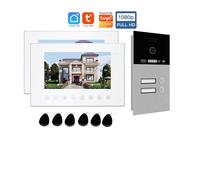DMETE Videocitofono Tuya Smart da 7 pollici, app 1080P, Wi-Fi wireless, campanello con scheda RFIC, citofono for villa, portiere, 1-4 famiglie Notifiche in tempo reale(P253C-2M714W2-86G2)