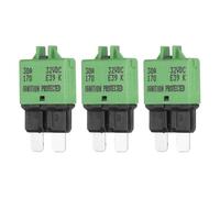 DMiotech 3 Pezzi Mini Fusibile Manuale Resettabile, 32V DC 30A ATC/ATO Interruttore Automatico Fusibili A Lame Basso Profilo Per Auto Camion SUV Barca Moto, Verde