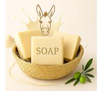 dmiRaz Sapone naturale al latte di asino (Donkey latte soap) anti-invecchiamento con vitamina E, A, C, tradizionalmente fatto a mano, sapone da 150 g