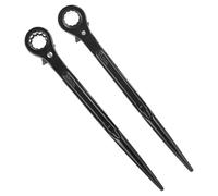 DMJJSD® Cricchetto per ponteggi, 19/22 mm, 2 chiavi a cricchetto reversibili a destra/sinistra, in CR-V con superficie cromata opacizzata, doppia chiave a bussola
