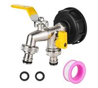 DMJJSD IBC, rubinetto di scarico, 1000 l, rubinetto per serbatoio dell'acqua IBC, 1/2 pollici, con estensione di erogatore S60 x 6, filettatura grossa, adattatore per serbatoio dell'acqua (giallo)