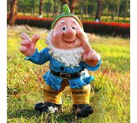 DMJLI-T Giardino Grande Barba Gnomo Statue,Gnomi da Divertenti,Biancaneve E 7 Nani Statuetta,Resina Ornamento,Decorativa Nano,a Colori,61cm,A Green Hat