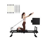 DMJLI-T Macchina per Riformatore per Pilates, Riformatore Pieghevole per Pilates con Jump Board per Resistenza Corporea, Stretching, Equilibrio, Allenamento,Black-10