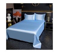 DMKD Lenzuolo Piano 230x250cm 180x230cm 120x230cm Lenzuolo Singolo sopra in Microfibra di Poliestere Tinta Unita Lenzuola Letto Singolo Piazza e Mezza (Color : Sky Blue, Size : 230x250cm+48x74cm x2)