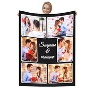 Dmkjdzsw Coperta Personalizzata con Foto，Comodo e Morbido Coperta，per Donna, Uomo, Coppia e Famiglia，per Festa del papà, Festa della Mamma e San Valentino-F-130 * 150CM