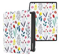 DMLuna Case for Pocketbook ERA/Color, Ultra Slim Lightweight Premium PU Leather Protective Cover with Auto Sleep/Wake Function, Golden Leaf Red Flower