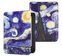 DMluna Custodia per Kobo Clara Colour/Clara BW/Clara 2E, Tolino Shine Colour/Shine 5/4 - Cover Protettiva Funzione Auto Wake/Sleep - Pelle Sintetica Premium, Antigraffio, Anticaduta, Notte Stellata