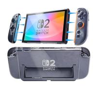 DMLuna Dockable Clear Case for Nintendo Switch 2 , VANJUNN 3 in 1 Protective Case Cover for Switch2 and Joy-Con Controller with Clear Grip Cover Shock-Absorption, Crystal