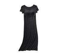 Dmmtot Camicia da notte lunga da donna in modal comodo pigiama lungo abito leggero da notte a maniche corte abito leggero traspirante morbido abito quotidiano tinta unita abbigliamento da casa taglia