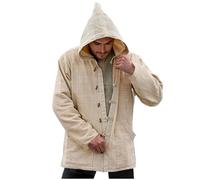 Dmmtot Giacca di lino da uomo cardigan vintage aperto davanti a maniche lunghe cappotto con cappuccio bottoni camicie a maniche lunghe top sottili leggeri cappotto sportivo tinta unita giacca comoda