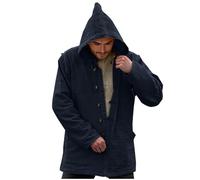 Dmmtot Giacca di lino da uomo cardigan vintage aperto davanti a maniche lunghe cappotto con cappuccio bottoni camicie a maniche lunghe top sottili leggeri cappotto sportivo tinta unita giacca comoda