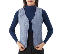 Dmmtot Gilet imbottito da donna Piumini senza maniche Cappotti Comfort Giacche a tinta unita Bottoni Giacche frontali V Meck Giacche di cotone eleganti Gilet di valore Cappotti Comfort Cappotti