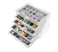 Dmnnlp Vetrina roccia, 5 cassetti 90 griglie, scatola da collezione in acrilico, scatole da collezione, scatole per riporre piccole pietre, pietre preziose e cristalli fossili, gioielli da collezione
