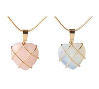 DMNQ Collana Bar-Bie, Collana Cuore B-Ar-Bi, Ragazze Rose Bar-Bie Collana, Collana Quarzo Rosa, Gioielli Da Donna per Ragazze, Adatti per Regali Da Donna, Compleanni (Rosa E Albume)