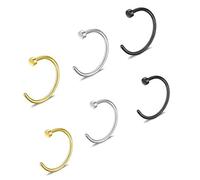 DMNQ Set 6 Pezzi Piercing Naso Finto Cerchio Nostril 8Mm/10Mm Acciaio Chirurgico 316L Per Setto Orecchio Elica Trago Labbro