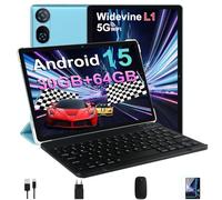 DMOAO Tablet 10 Pollici Android 15 con 30 GB RAM + 64 GB ROM(2TB Espansione), FHD Tablet con Tastiera e Mouse, 5G Wi-Fi, GPS, Widevine L1, Octa-Core, USB-C, BT 5.0, 6000 mAh, 8MP+5MP, Gemini AI, Blu
