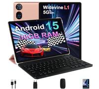 DMOAO Tablet 10 Pollici Android 15 con 30 GB RAM + 64 GB ROM(2TB Espansione), FHD Tablet con Tastiera e Mouse, 5G Wi-Fi, GPS, Widevine L1, Octa-Core, USB-C, BT 5.0, 6000 mAh, 8MP+5MP, Gemini AI, Oro