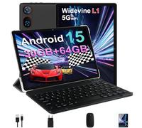 DMOAO Tablet 10 Pollici Android 15 con 30 GB RAM + 64 GB ROM(2TB Espansione), FHD Tablet con Tastiera e Mouse, 5G Wi-Fi, GPS, Widevine L1, Octa-Core, USB-C, BT 5.0, 6000 mAh, 8MP+5MP, Gemini AI, Nero