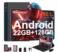 DMOAO Tablet Android 14 con 22GB RAM+128GB ROM(1TB TF, Tablet 10 Pollici con Widevine L1, Octa-Core 2.0GHZ, 5G Wi-Fi, GPS, 8000mAh, 8MP+5MP, Bluetooth 5.0, USB-C,Tastiera, Marrone