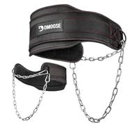 DMoose Cintura per sollevamento pesi - Cintura resistente con catena in acciaio per trazioni, squat, powerlifting e bodybuilding - Supporto in neoprene per allenamenti in palestra