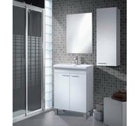 Dmora - Mobile pensile Torrance, Mobile a colonna per bagno a 1 anta, Armadio pensile sospeso con 1 ripiano, 30x25h85 cm, Bianco lucido