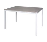 Dmora allungabile Alacuas, Pranzo Estensibile, Consolle Multiuso con allunghe, Tavolo in Metallo con ripiano in Laminato, Cm 130x85h76, Bianco e Olmo