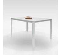 Dmora allungabile Alacuas, Pranzo Estensibile, Consolle Multiuso con allunghe, Tavolo in Metallo con ripiano in Laminato, Cm 130x85h76, Bianco
