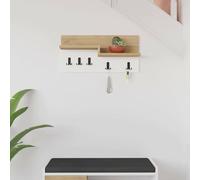 Dmora Appendiabiti Euryale, Attaccapanni, Portabiti Multiuso, Appendiabiti da Parete, 65x15 h31 cm, Quercia e Bianco