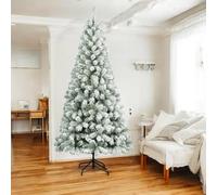 Dmora Àrbol de Navidad 240 cm Basilea, Pino Artificial flocado, Árbol de efectos reales, Árbol de Navidad, 114x114 h240 cm, Verde y Blanco