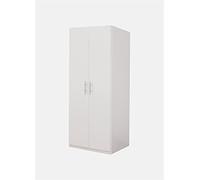Dmora Armadio a 2 Ante battenti, Bianco Opaco, con Tubo Appendiabiti, cm 91x 53 x h202