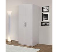 Dmora Armadio a 2 Ante battenti, Bianco Opaco, con Tubo Appendiabiti, cm 91x 53 x h202