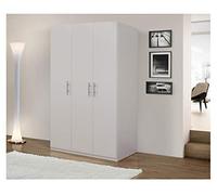 Dmora Armadio a 3 Ante battenti, Bianco Opaco, con Tubo Appendiabiti, cm 135x 53 x h202