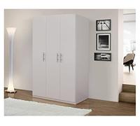 Dmora Armadio a 3 Ante battenti, Bianco Opaco, con Tubo Appendiabiti, cm 135x 53 x h202