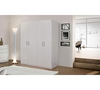 Dmora Armadio a 4 Ante battenti, Bianco Opaco,con Tubo Appendiabiti cm 133x 53 x h202