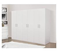 Dmora Armadio a 6 Ante battenti, Bianco Opaco,con Tubo Appendiabiti cm 207x 53 x h202