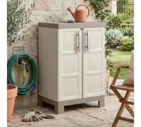 Dmora Armadio Basso Excellence, 2 Ripiani Regolabili, Beige/Tortora, 65x45x97 H Cm