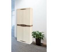 Dmora Armadio da Esterno Avelgem, Armadio Balcone Multiuso, Mobile Porta Scope 2 Ante, 100% Made in Italy, 70x47h178 cm, Beige e Marrone, Finitura Elegante