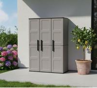 Dmora Esterno Bilzen, Mobile Outdoor, Armadio Balcone Multiuso, 100% Made in Italy, Grigio e Nero, Finitura Quadri, 102x37h163 cm, Polipropilene (PP), Giorgia, 19 unità