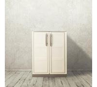 Dmora - Armadio da esterno Courtrai, Armadio balcone multiuso, Mobile da esterno a 2 ante, 100% Made in Italy, Beige e Marrone, 70x39h86 cm, Finitura quadri